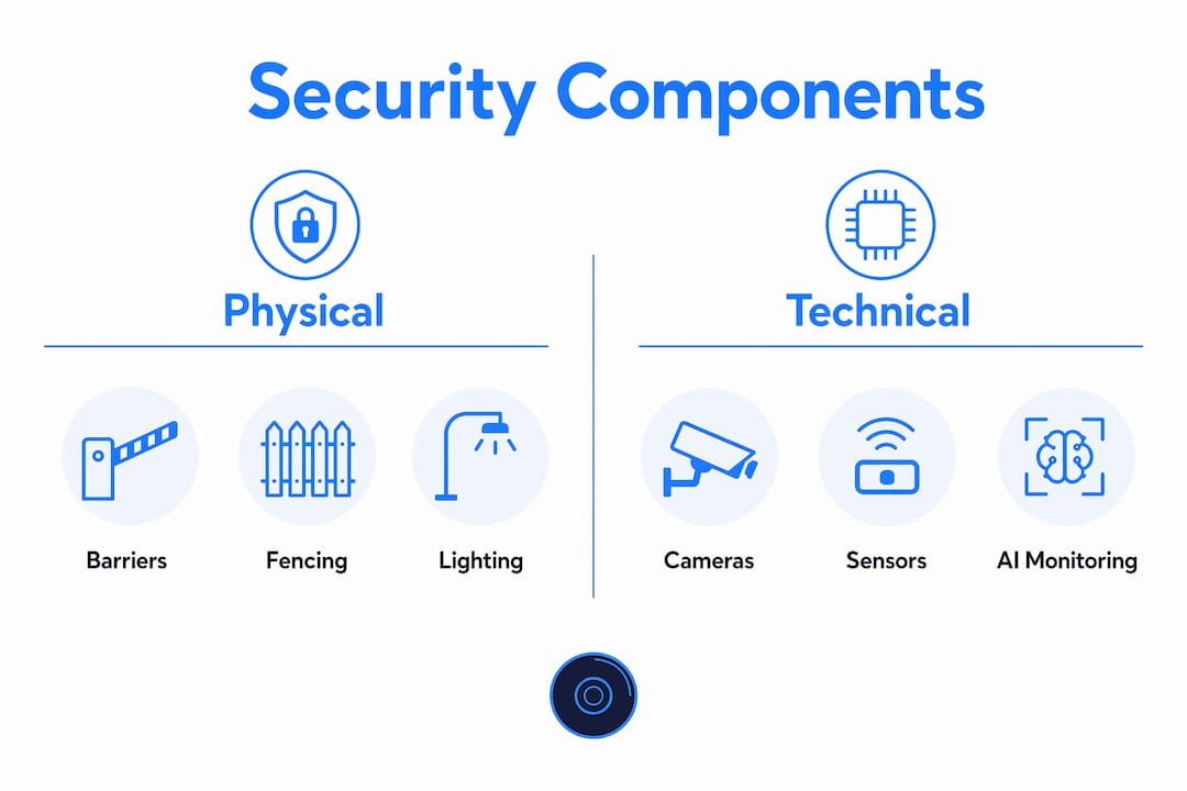 Infographic showing physical and technical perimeter security components