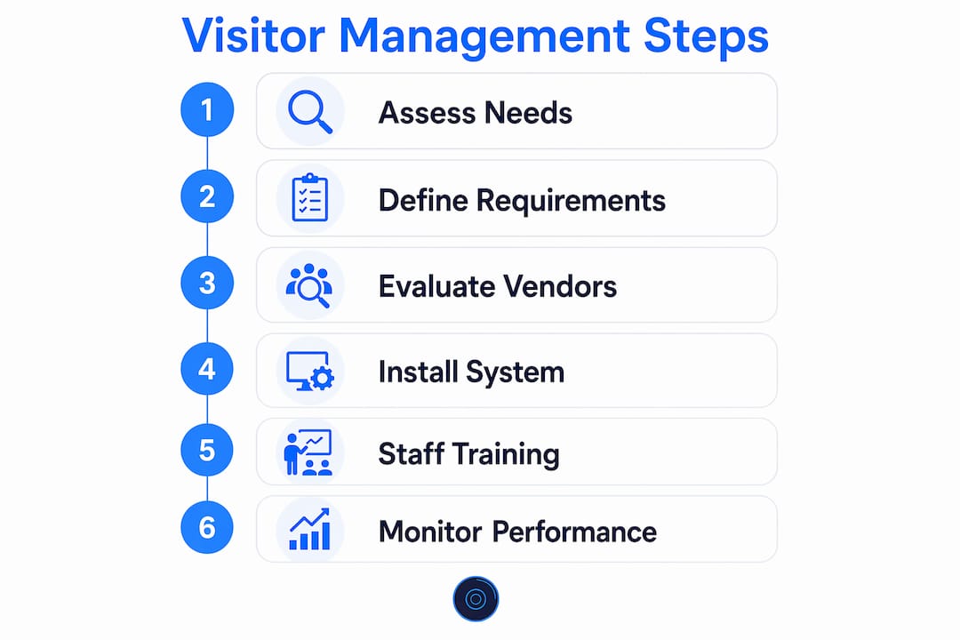 Infographic outlining visitor management implementation steps