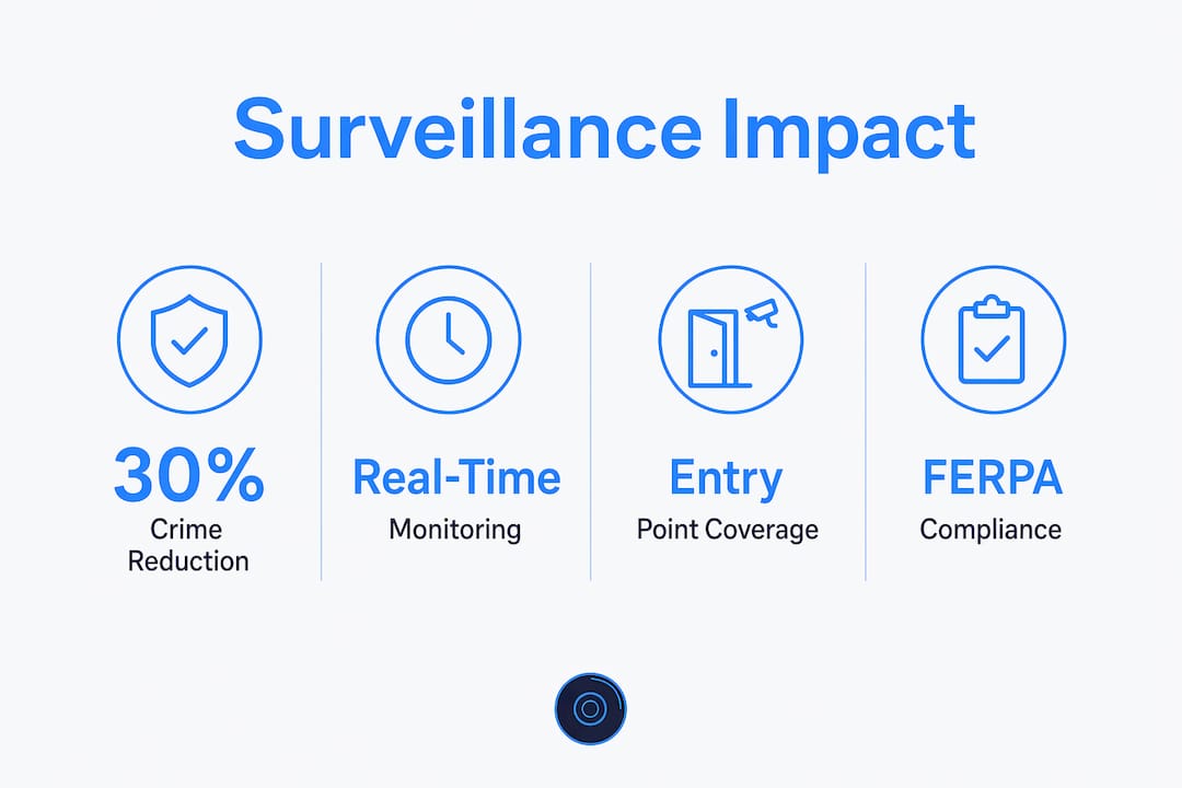 Infographic showing key school surveillance statistics and features