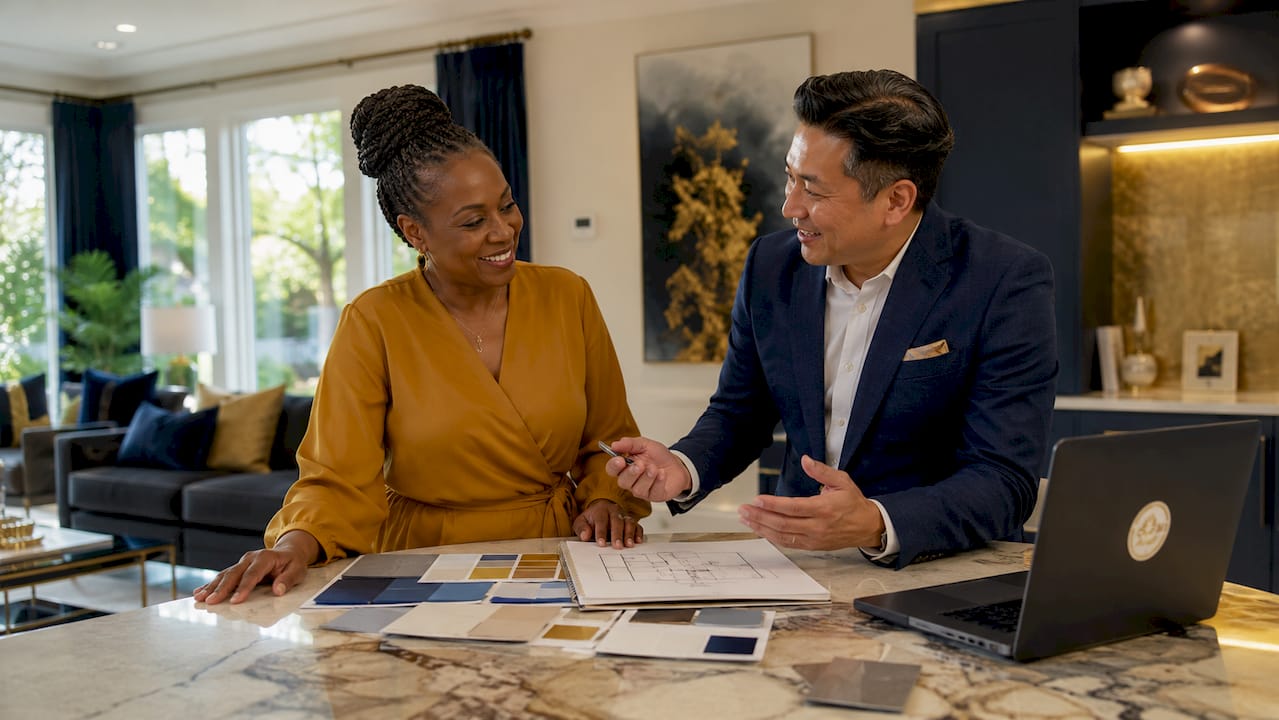 Homeowner and consultant discussing renovation plan