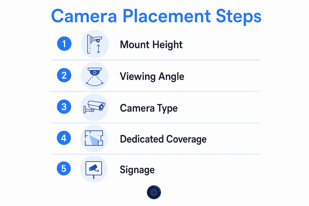 Infographic showing steps for effective checkout camera placement