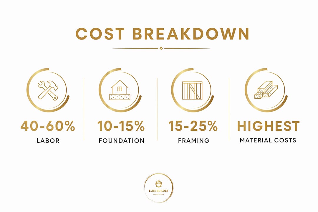 Infographic showing bedroom addition cost distribution percentages
