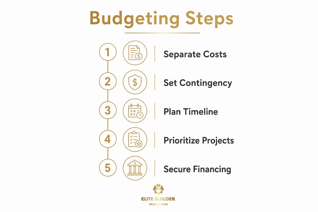 Infographic showing budgeting steps for commercial property upgrades