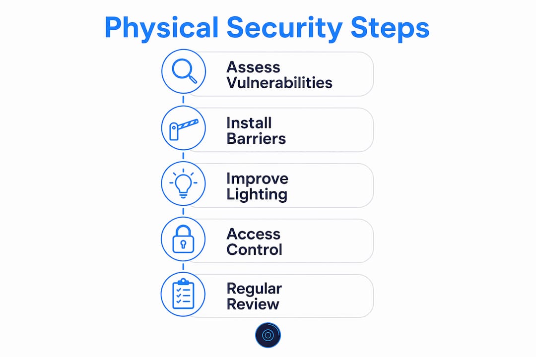 Infographic illustrating steps for physical security measures