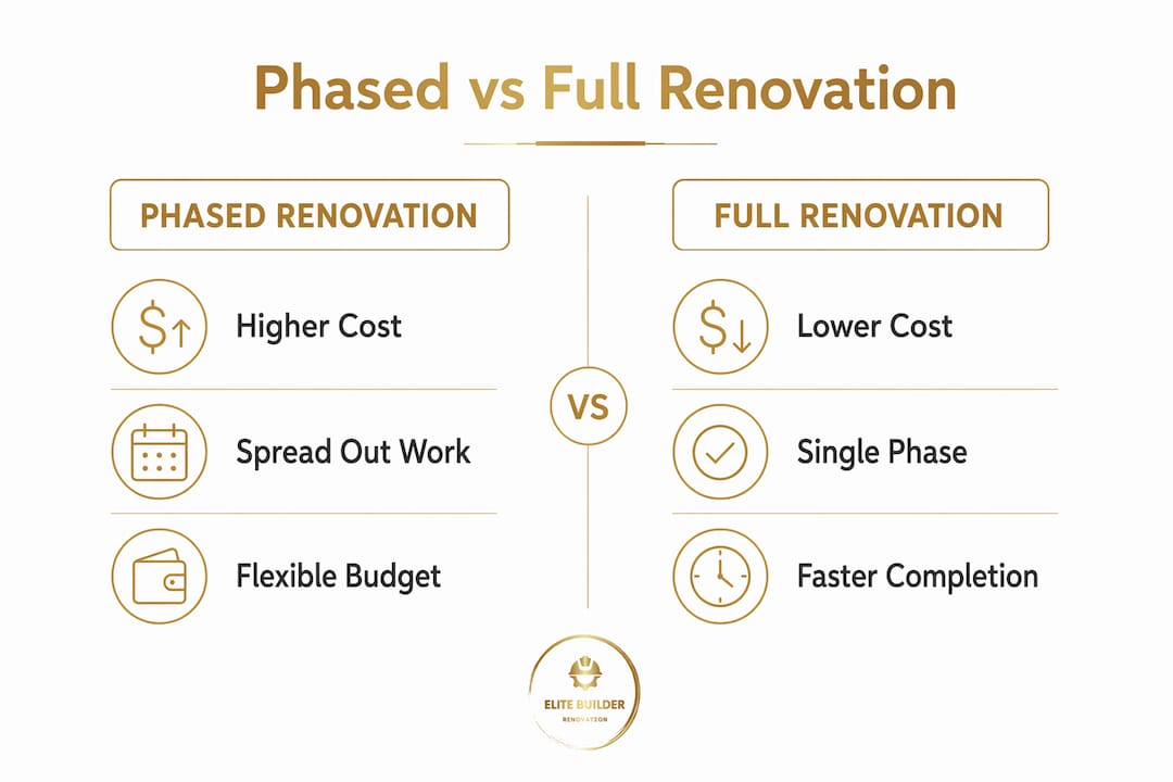 Infographic comparing phased and full home renovations