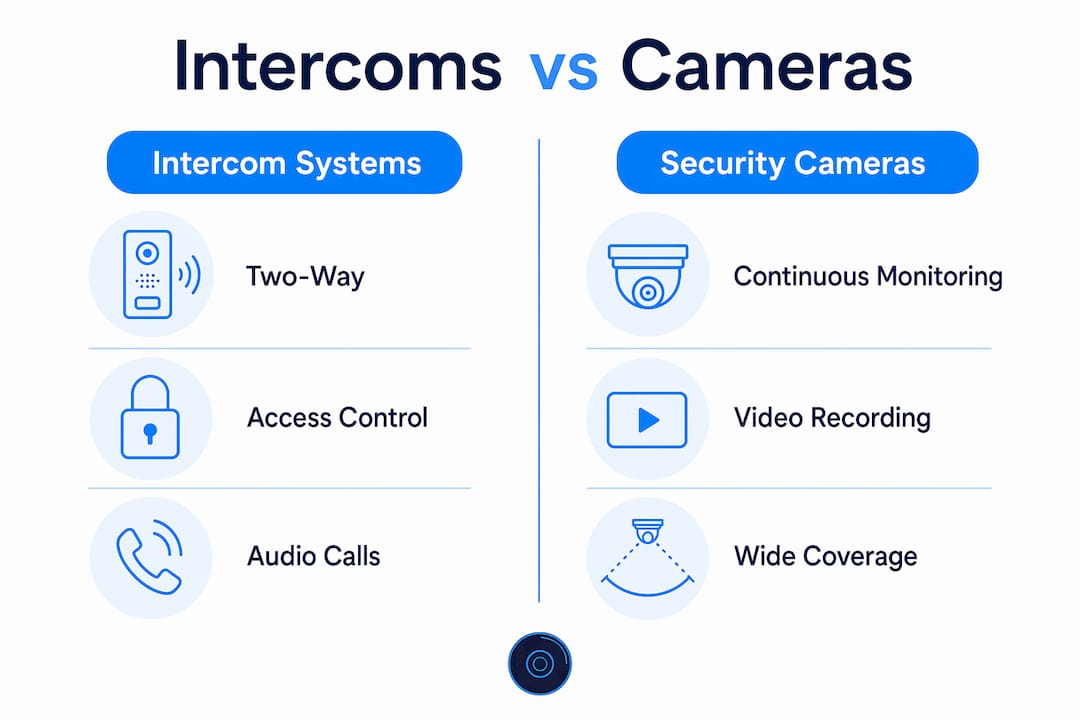 Infographic comparing school intercoms and security cameras