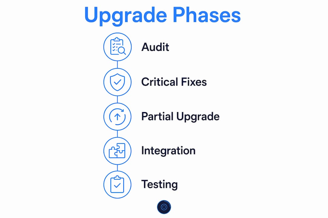 Infographic showing phased security upgrade steps