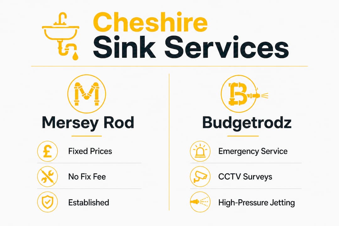 Infographic comparing Cheshire sink unblocking services