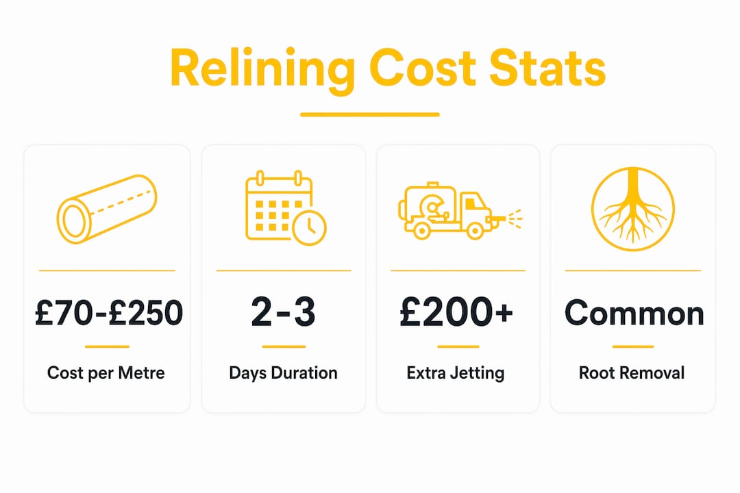 Infographic showing drain relining cost statistics