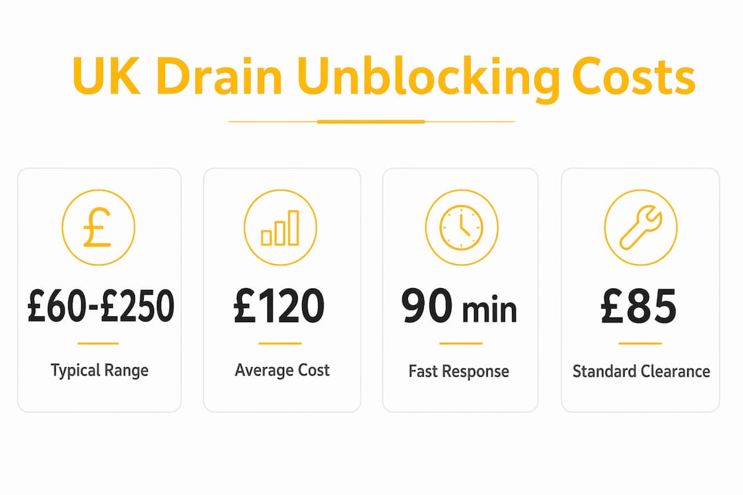 Infographic showing UK drain unblocking cost stats