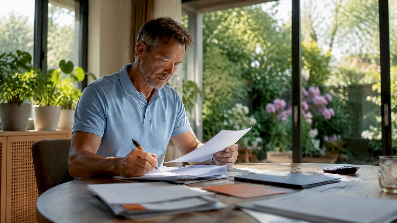 Een taxateur bekijkt de koopaktes en verkoopgegevens van woningen in het Kadaster.
