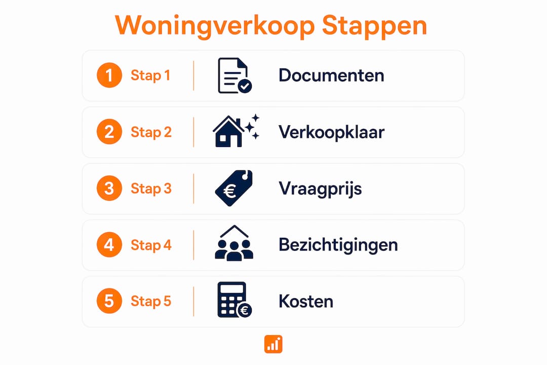 Overzicht: de vijf belangrijkste stappen bij het verkopen van je huis