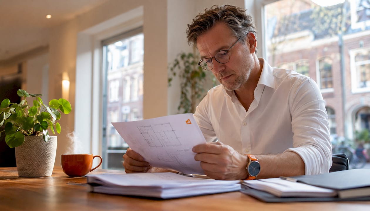 Makelaar neemt het taxatierapport van een woning zorgvuldig door