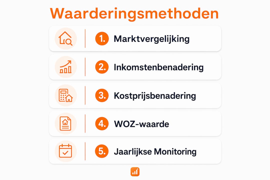 Infographic die de verschillende waarderingsmethodes in kaart brengt