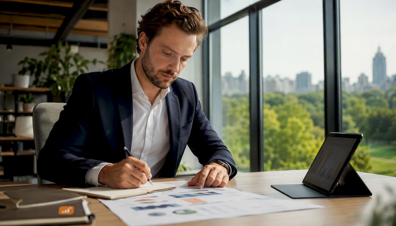 Een data-analist verdiept zich in het analyseren van taxatierapporten.