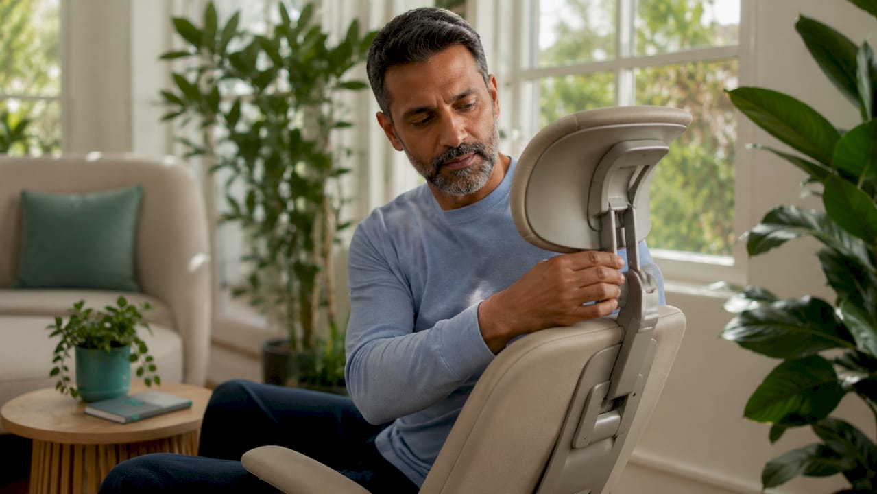 Adjusting headrest height for neck alignment