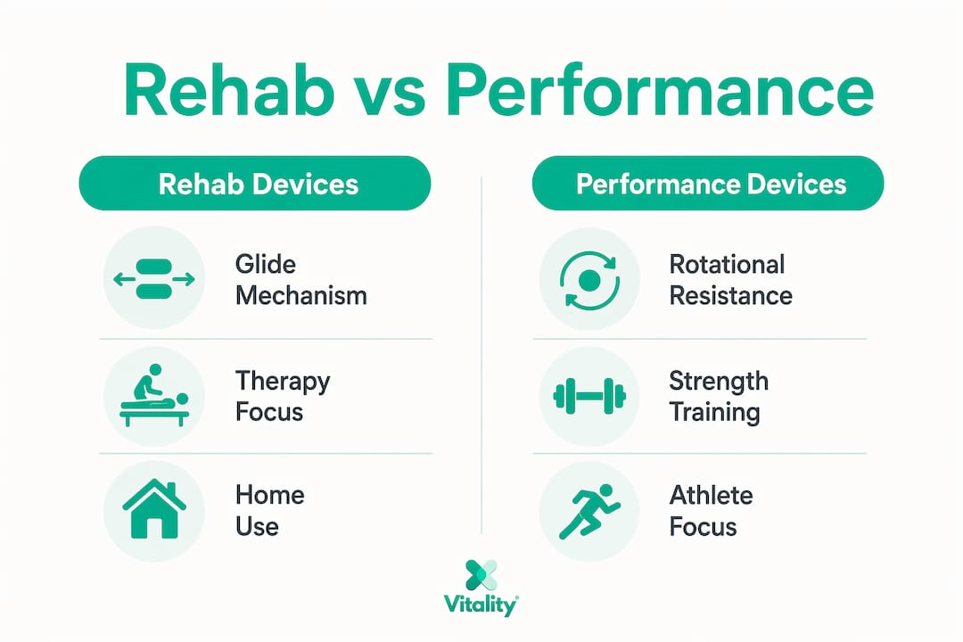 Infographic comparing rehab and performance neck training devices