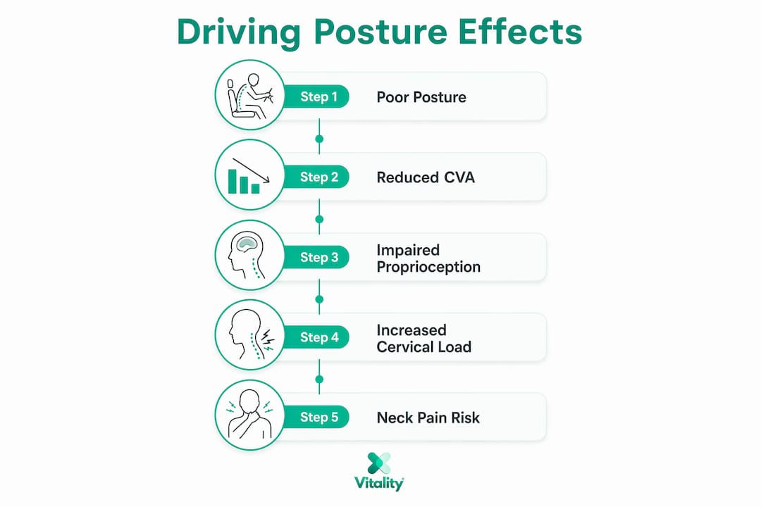 Infographic showing stages of posture impact on cervical spine