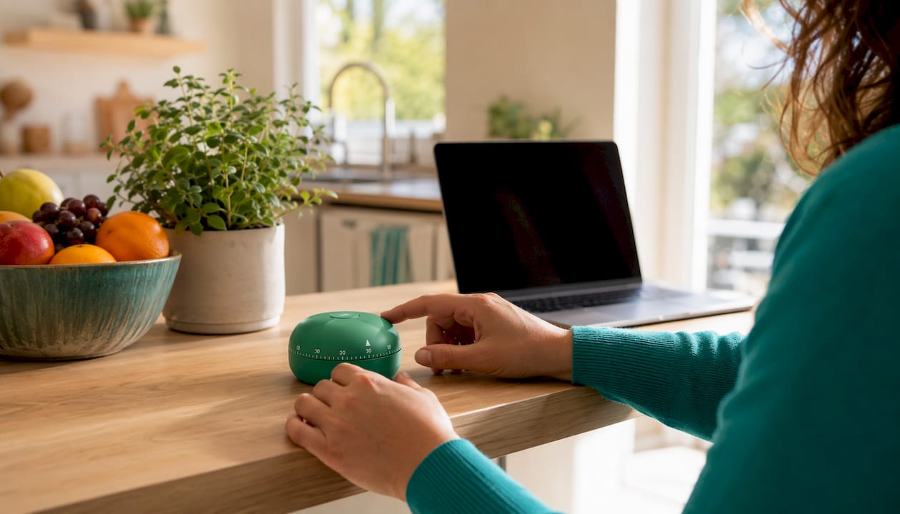 Hands setting timer for work break strategy