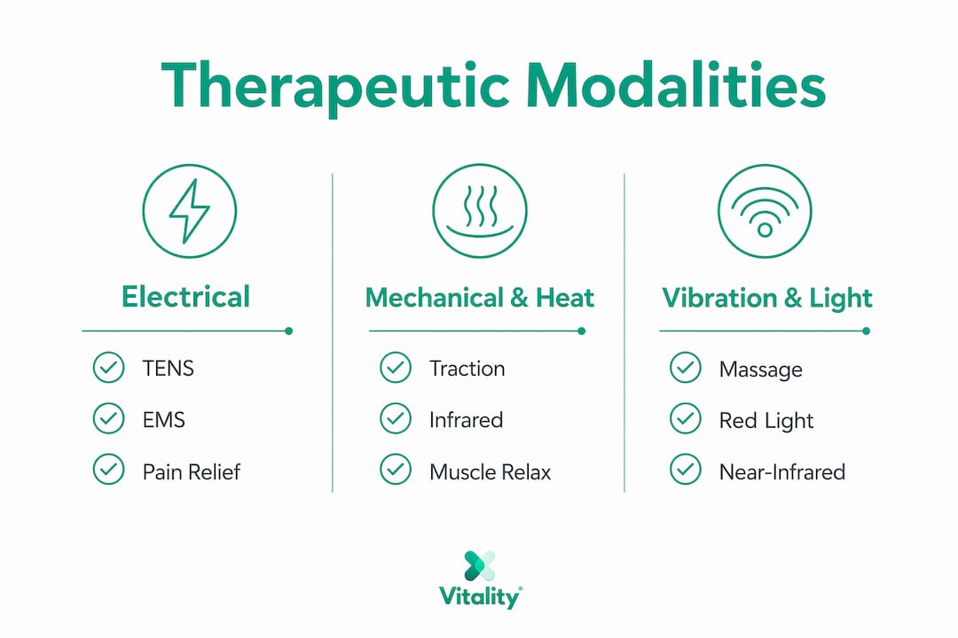 Infographic showing wireless neck therapy modalities comparison