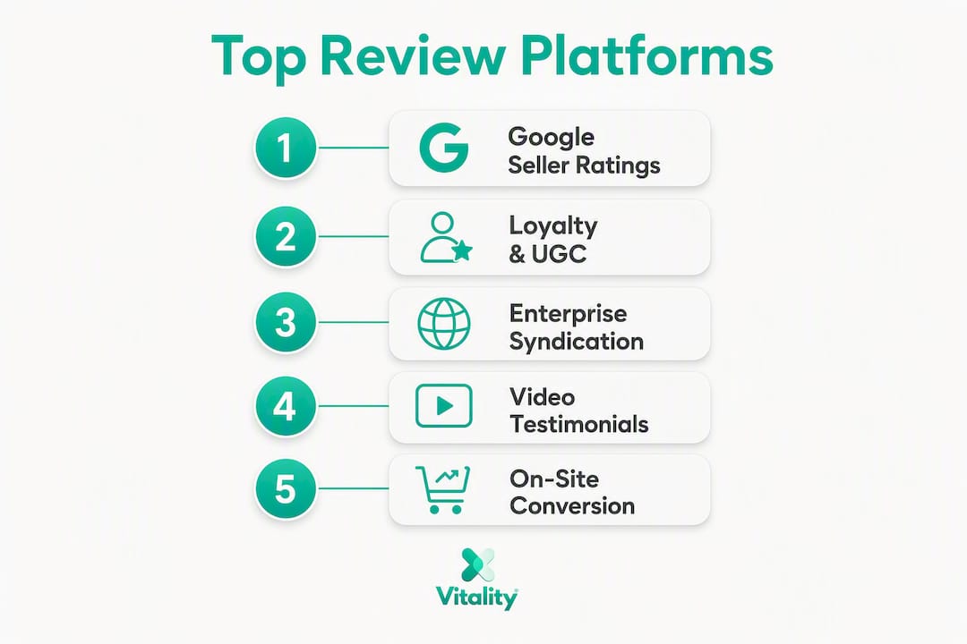 Infographic showing top review platforms hierarchy