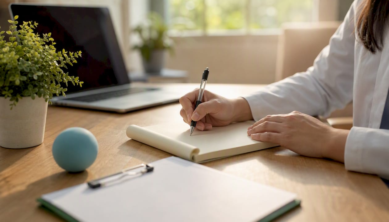 Clinician writing medical necessity note