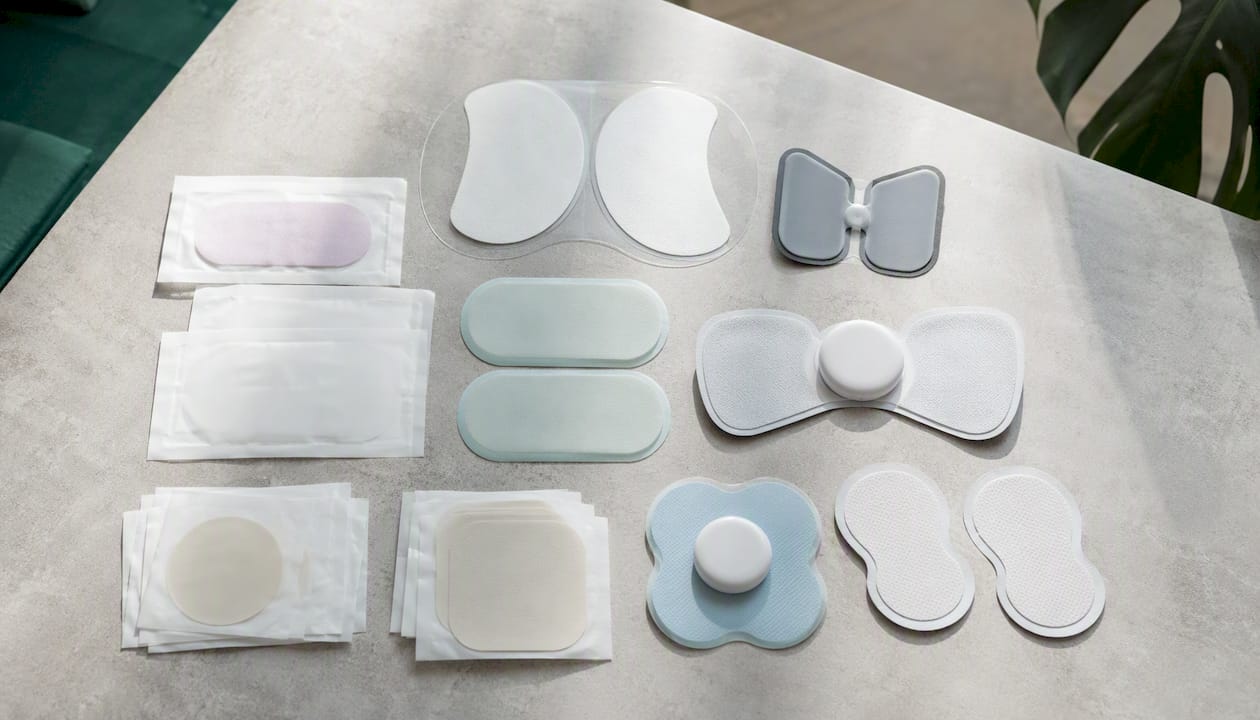 Various discreet wearable neck therapy patches