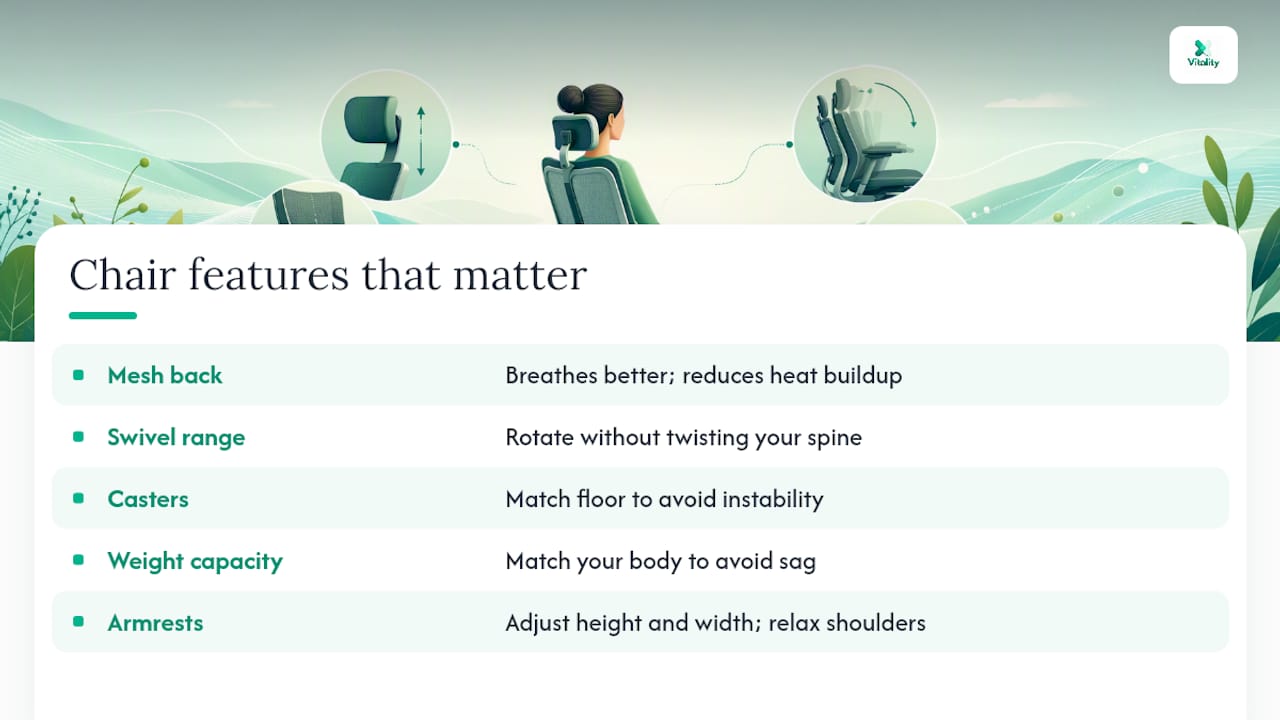 Diagram comparing ergonomic chair features