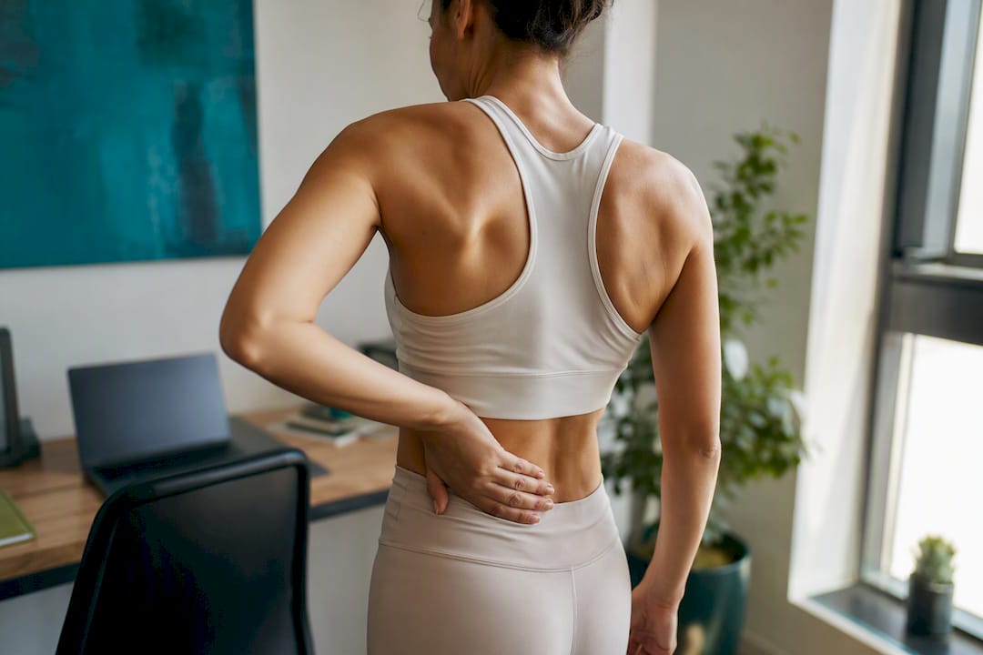Person feeling lower back muscles with gentle touch