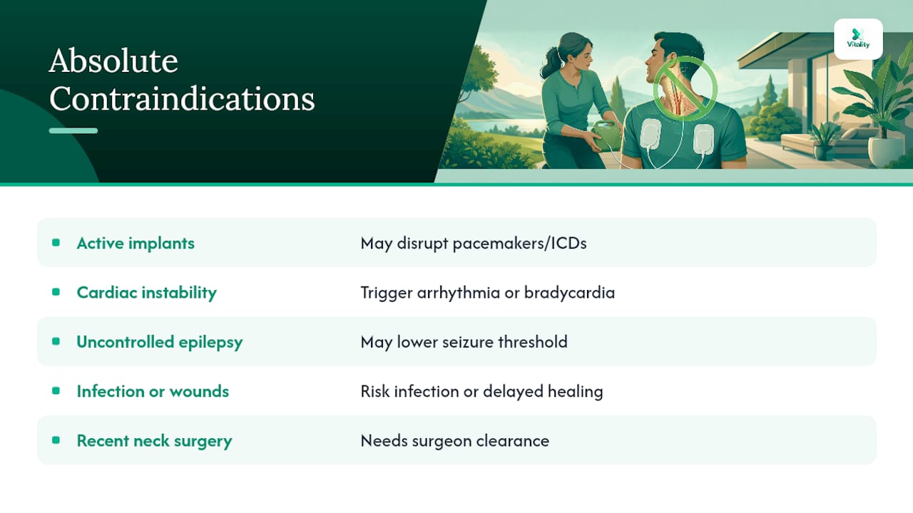 Five absolute contraindications for neck EMS