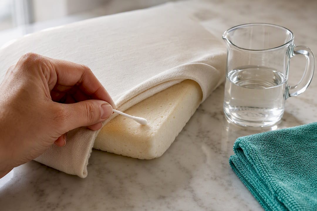 Spot testing diluted vinegar on memory foam