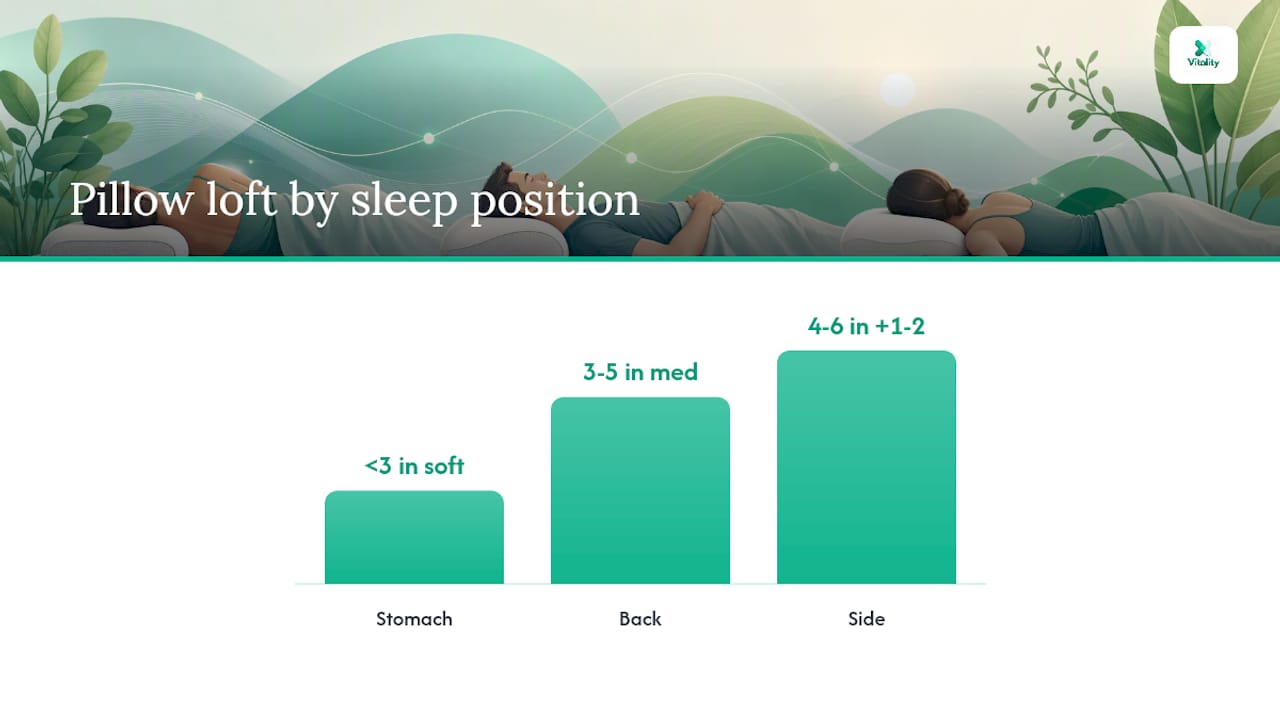 Recommended pillow loft by sleep position