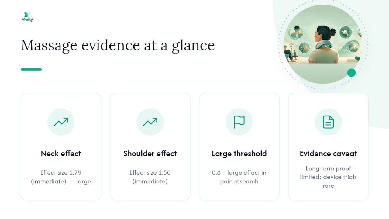 Massage effect size compared with research threshold