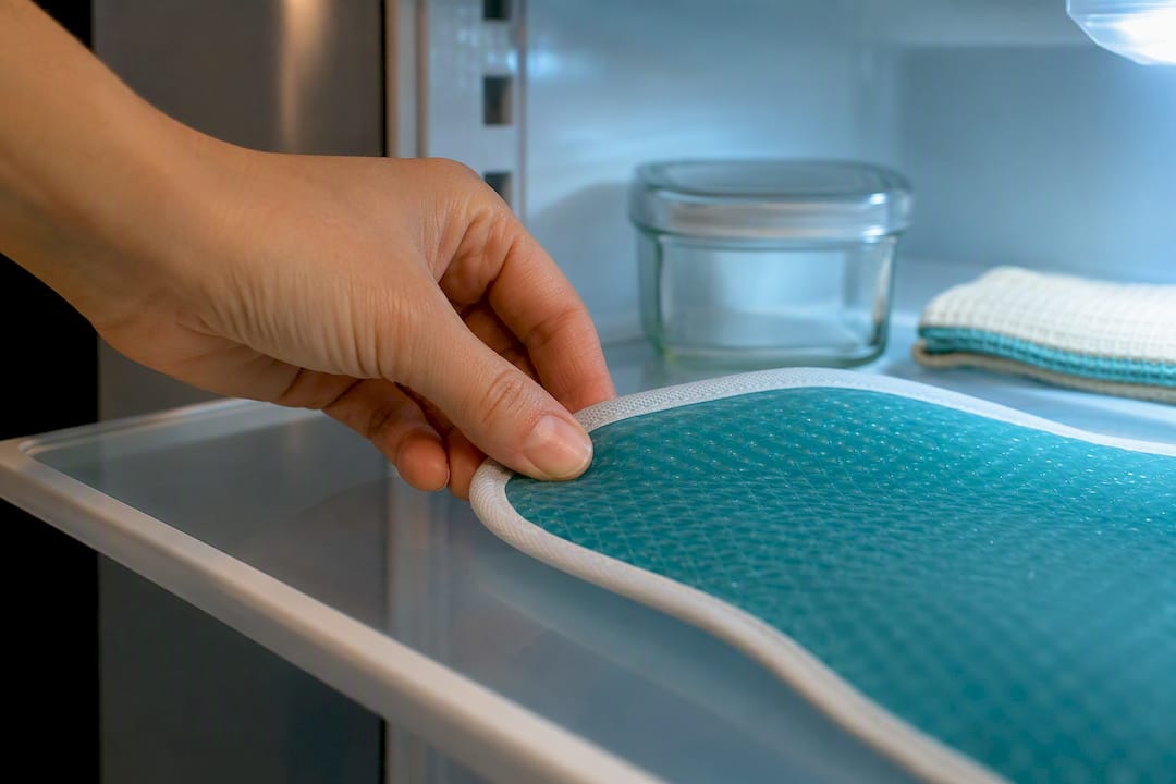 Gel migraine mask stored in refrigerator