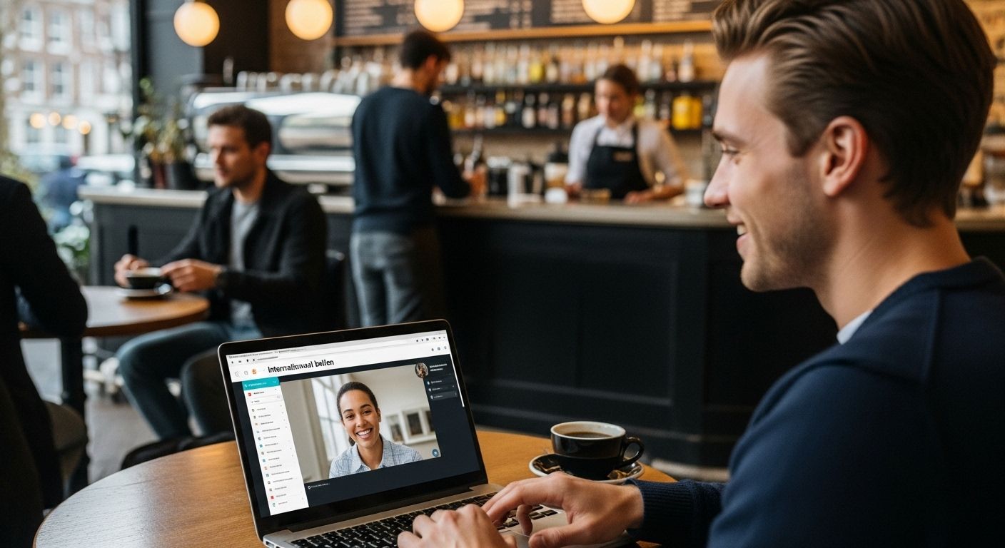 zaken bellen buitenland café