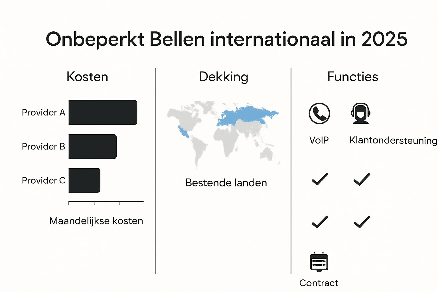 Vergelijking infographic van internationale belproviders