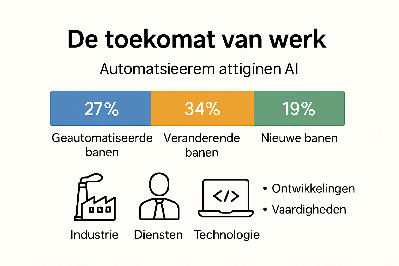 Infographic die de impact van automatisering en AI op banen in beeld brengt