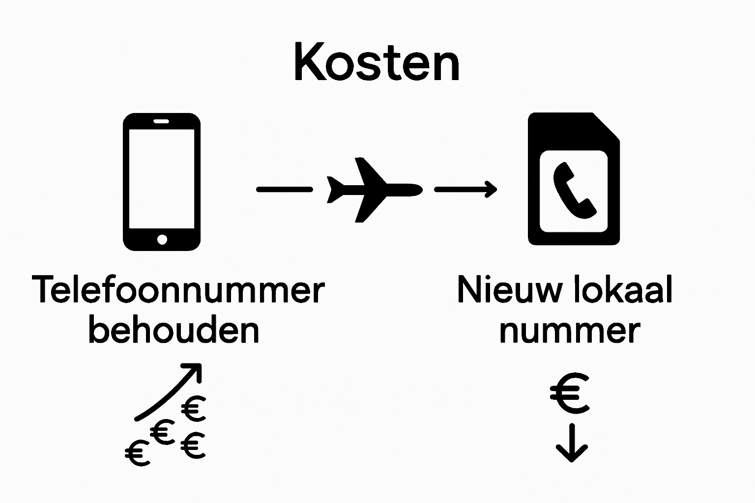 Vergelijking kostenbehoud of wijziging telefoonnummer buitenland