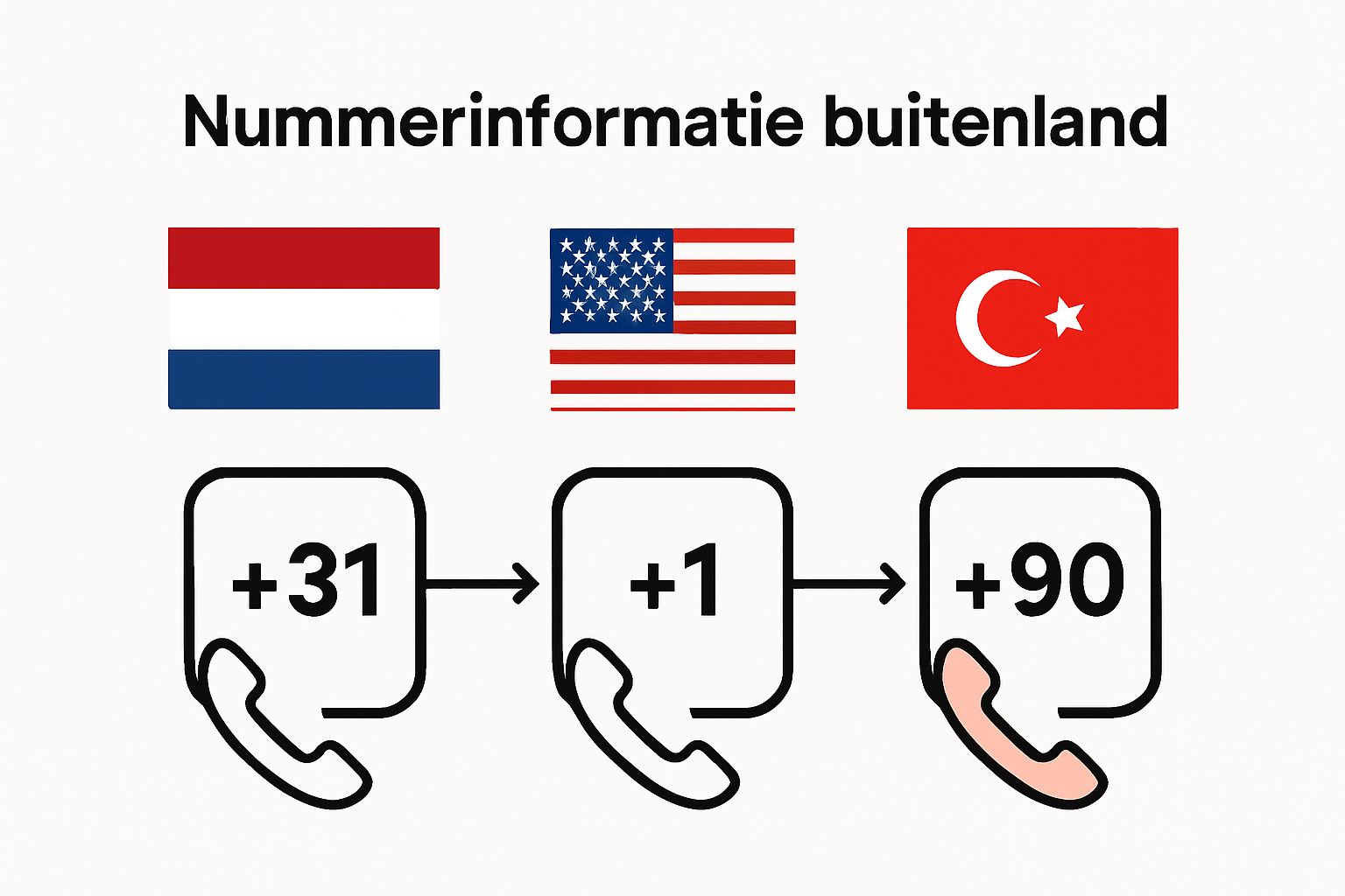 Infographic with calling codes for Netherlands, USA, and Turkey.