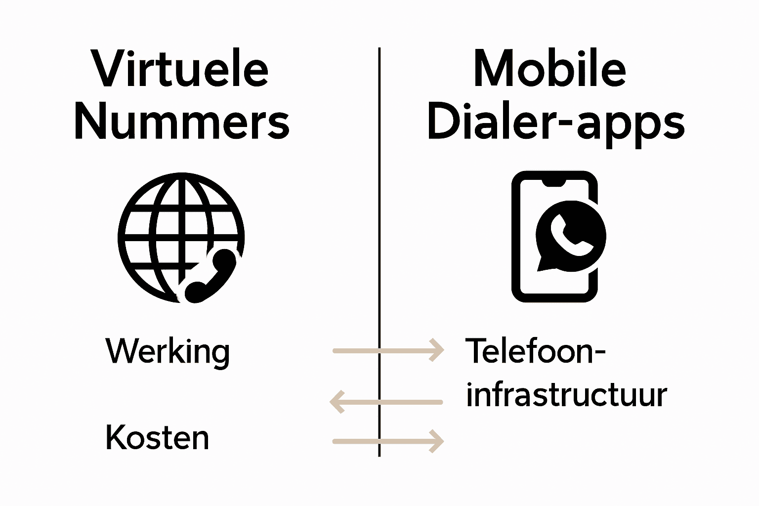 Vergelijking virtual numbers en dialer apps infographic