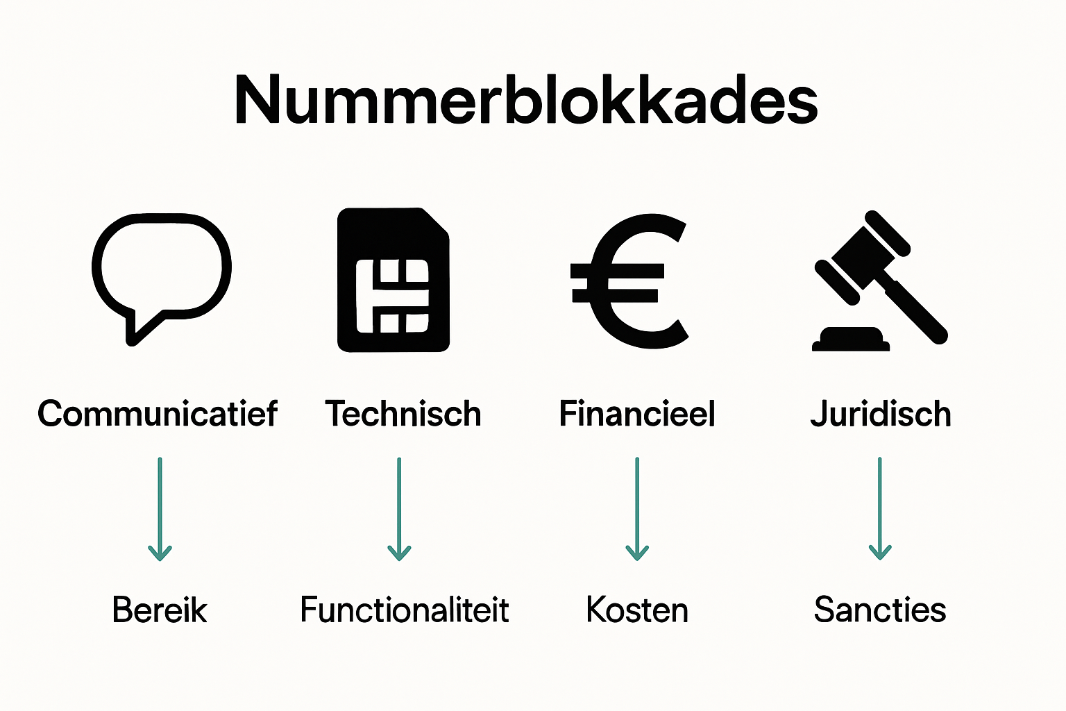 Vergelijkende infographic van soorten nummerblokkades.