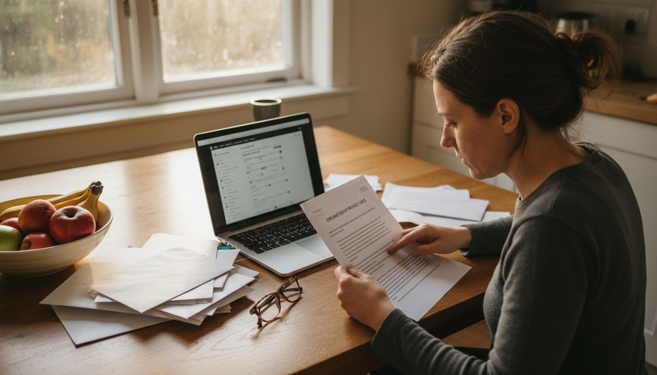 Reviewing GDPR documents at kitchen table