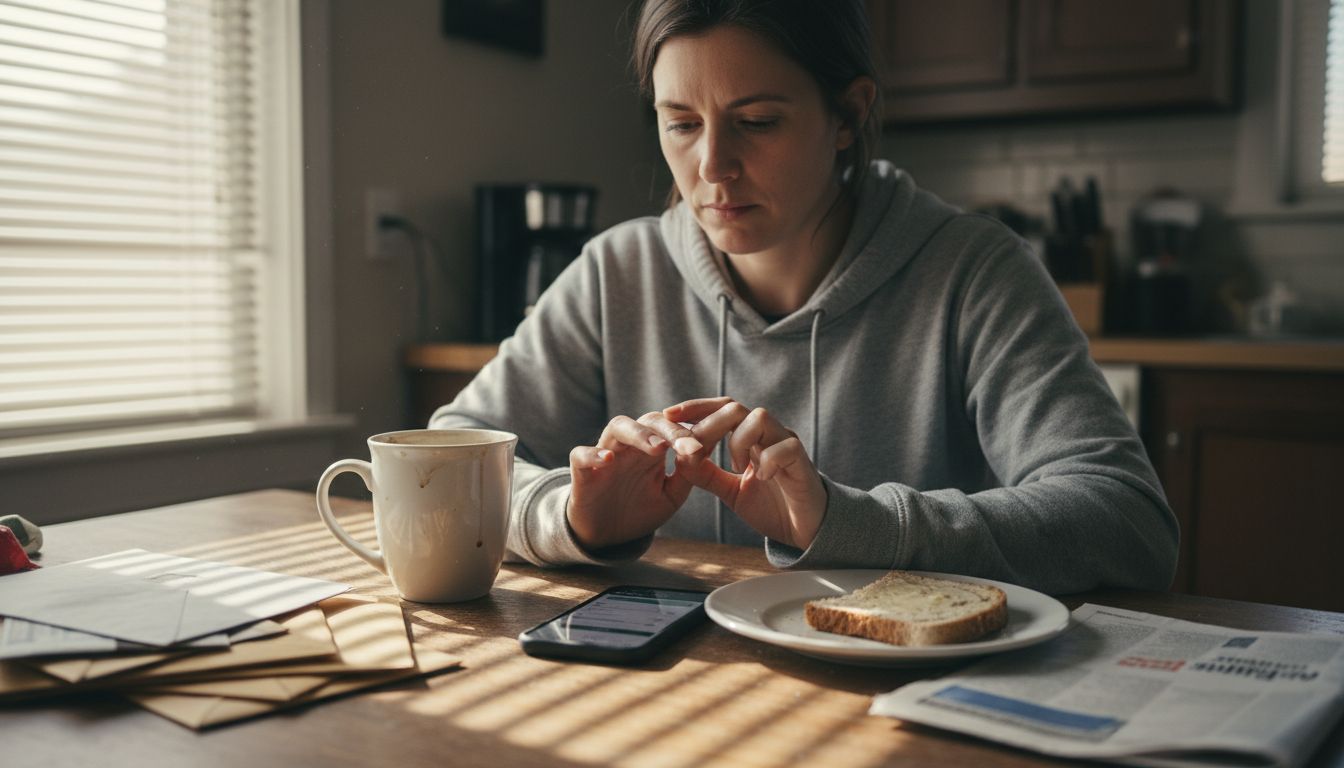 Woman adjusting call forwarding on phone