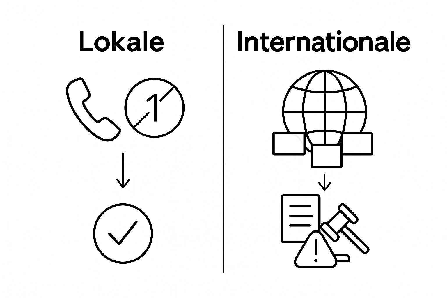 Vergelijkende infographic: lokale versus internationale nummerblokken