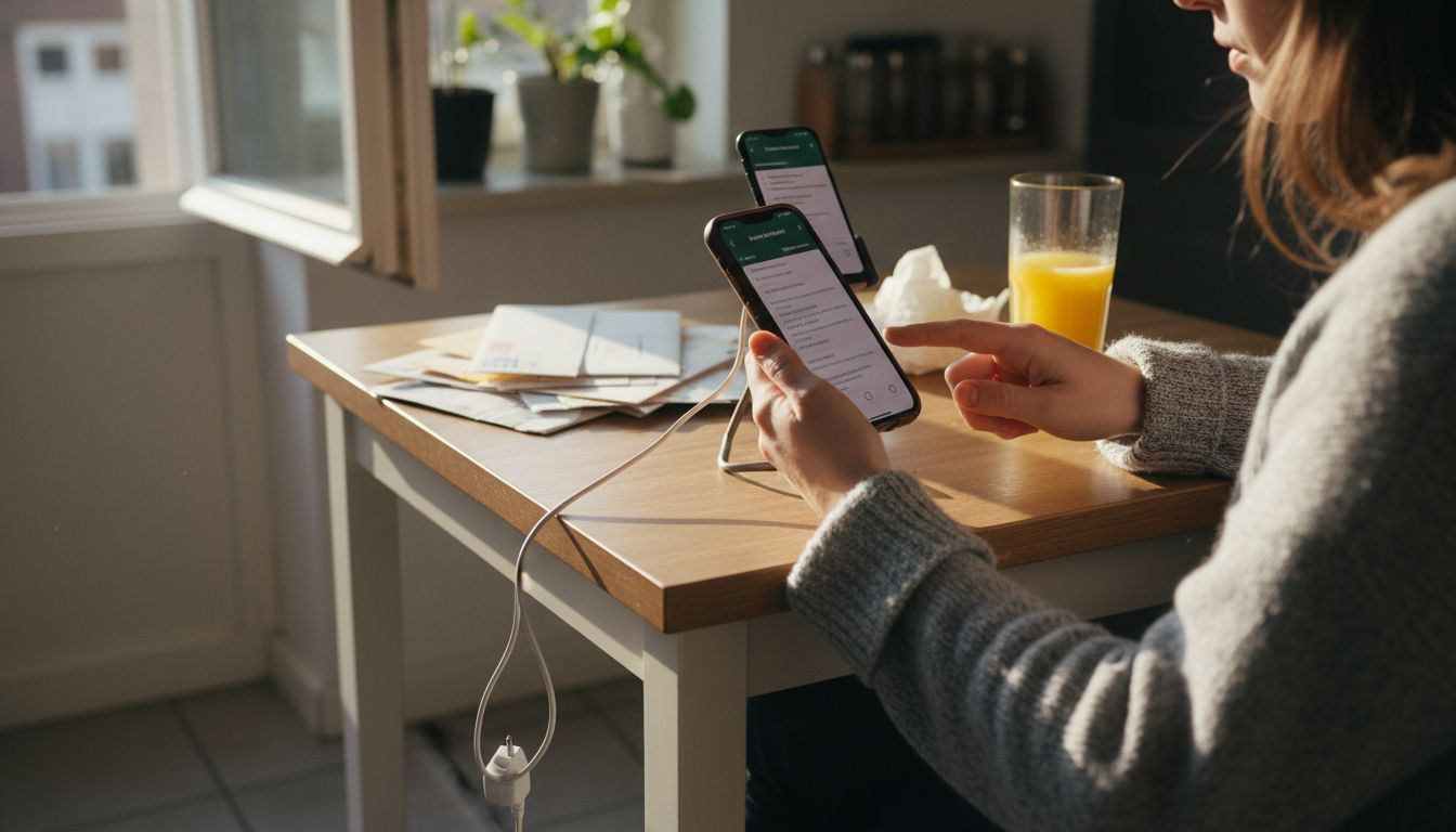 Vrouw bekijkt de privacy-instellingen op haar telefoon