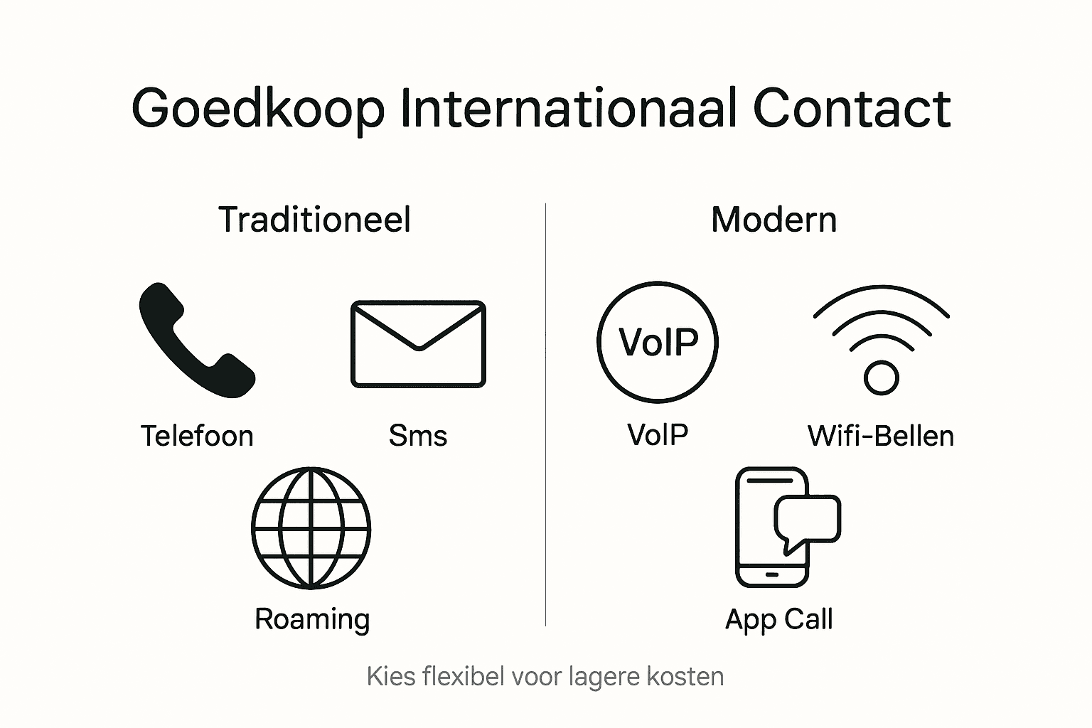 Overzicht van betaalbare internationale opties in een handige infographic