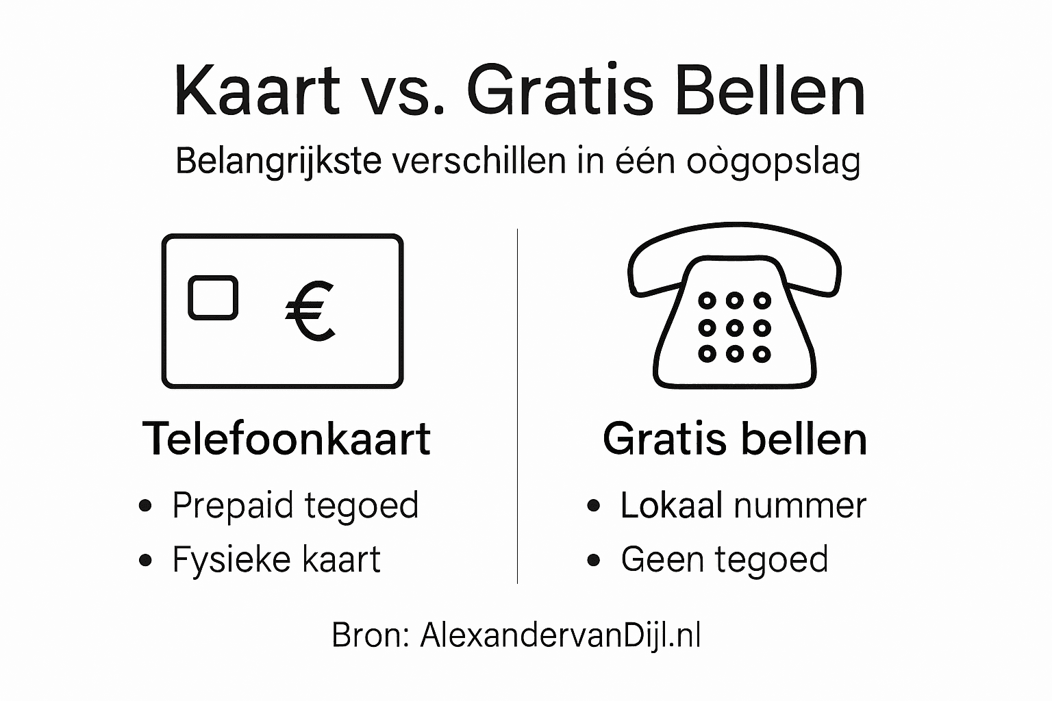 Infographic: Wat zijn de verschillen tussen bellen met een telefoonkaart en gratis bellen?