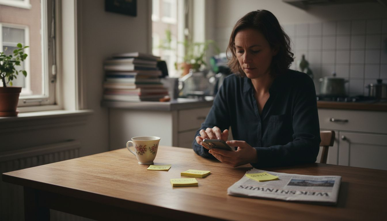 Vrouw toetst een internationaal telefoonnummer in op haar smartphone