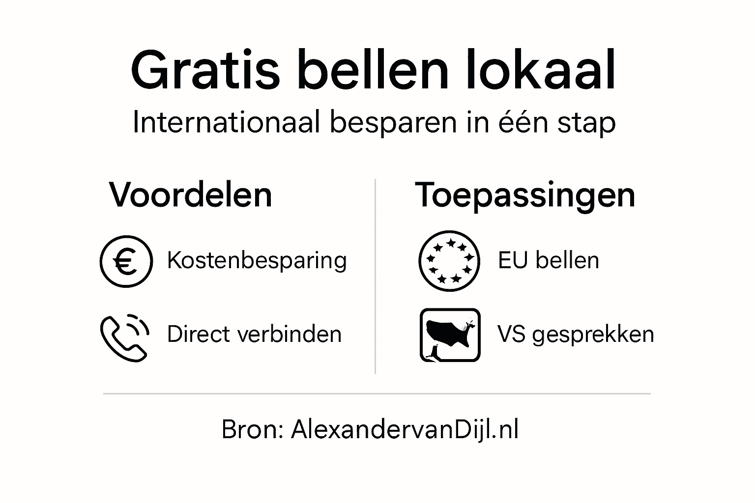 Overzicht: gratis bellen via een lokaal telefoonnummer