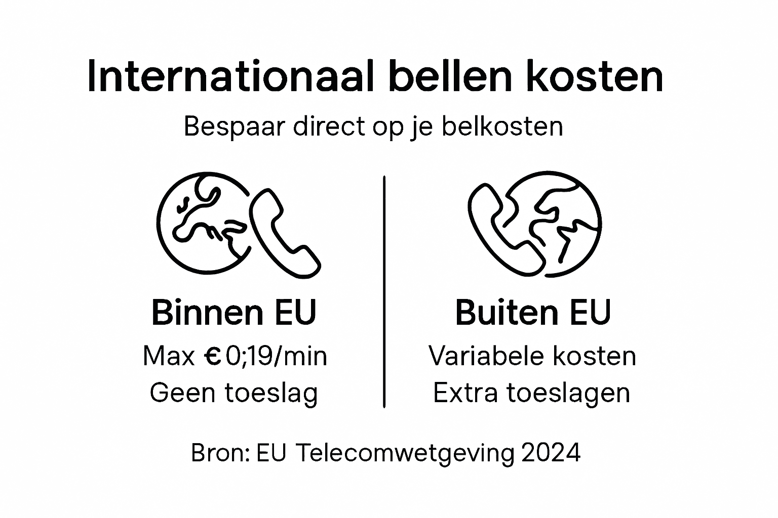 Overzicht: Wat kost bellen naar het buitenland binnen de EU en daarbuiten?